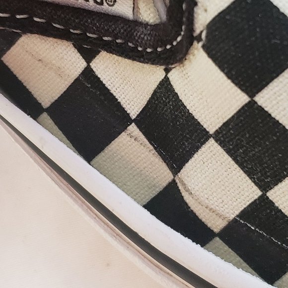 Vans Slip On Black White Checkerboard Unglued Around Edges M 5 W 6.5 - Picture 6 of 9